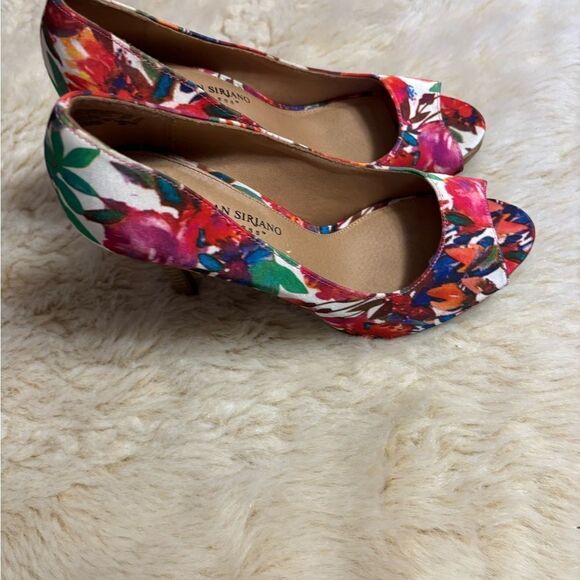 christian siriano floral peep toe heels size 8 - Picture 9 of 11